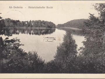 AK Alt Draheim, Heinrichsdorfer Bucht, Hotel Starostenburg, Ruderboot, gelaufen 1928