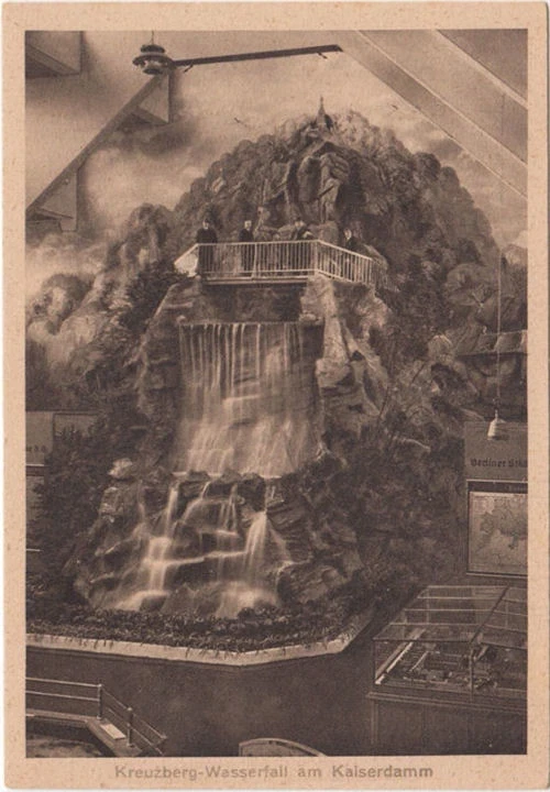AK Kreuzberg, Wasserfall am Kaiserdamm, Ausstellung Gas und Wasser 1929, ungelaufen
