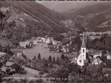 AK Nordrach, Stadtansicht mit Kirche, gelaufen 1958