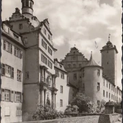 AK Bad Mergentheim, Hoch und Deutschmeisterschloss, gelaufen 1956
