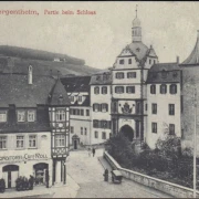 AK Bad Mergentheim, Konditorei und Cafe Roll, Schloss, gelaufen 1910