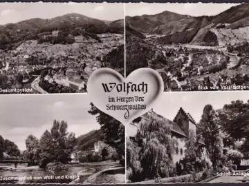 AK Wolfach, Schloss Anlagen, Stadtansicht, gelaufen 1959