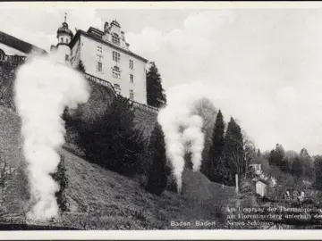 AK Baden Baden, Florentinerberg, Thermalquellen, Schloss, ungelaufen