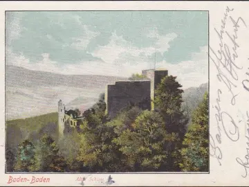 AK Baden Baden, Burg Hohenbaden, Altes Schloss, gelaufen 1904