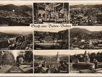 AK Baden Baden, Lichtentaler Allee, Kurhaus, Gönneranlage, gelaufen 1954