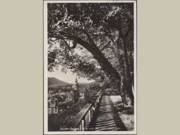 AK Baden Baden, Blick von der Schlossterrasse, gelaufen 1930