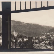 AK Baden Baden, Kurhaus Tannenhof, Blick aus dem Speisesaal, gelaufen 1930