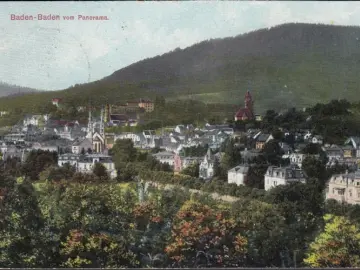 AK Baden Baden, Stadtansicht, Panorama, gelaufen 1912