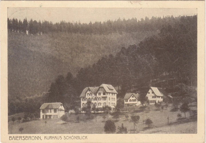 AK Baiersbronn, Kurhaus Schönblick, gelaufen 1929