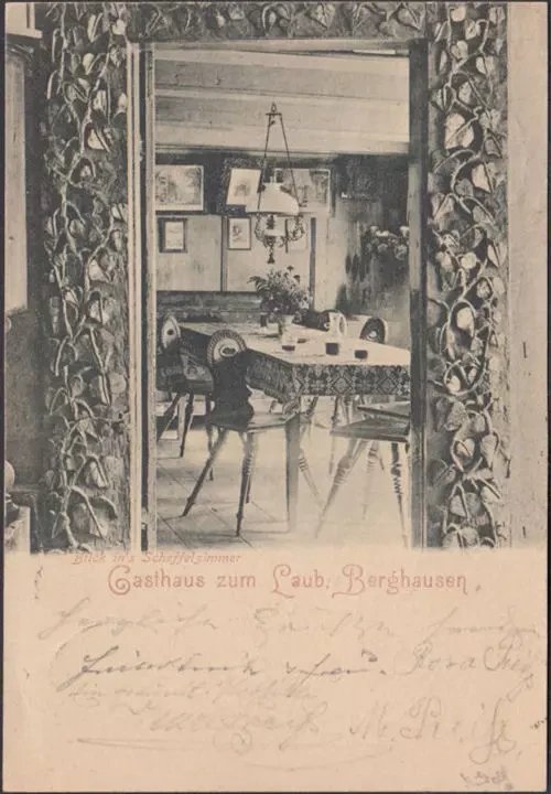 AK Berghausen, Gasthaus Zum Laub, gelaufen 1901