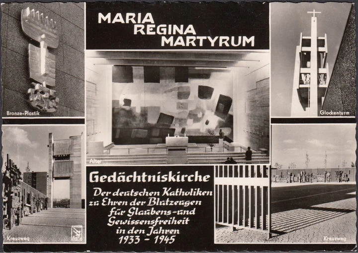 AK Berlin, Maria Regina Martyrum, Gedächtniskirche, Kreuzweg, Turm, gelaufen 1965