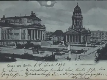 AK Gruss aus Berlin, Gendarmenmarkt, Mondschein, gelaufen 1898