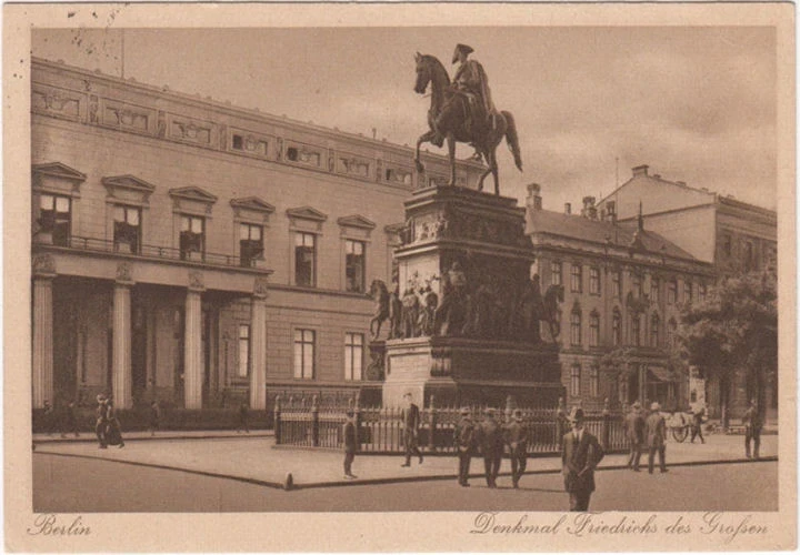 AK Berlin, Denkmal Friedrich des Großen, gelaufen 1918