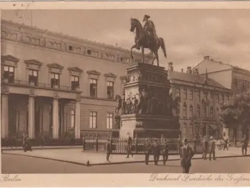 AK Berlin, Denkmal Friedrich des Großen, gelaufen 1918