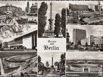 AK Berlin, Reichskanzlerplatz, Funkturm, Universität, Nordschleife, gelaufen 1957