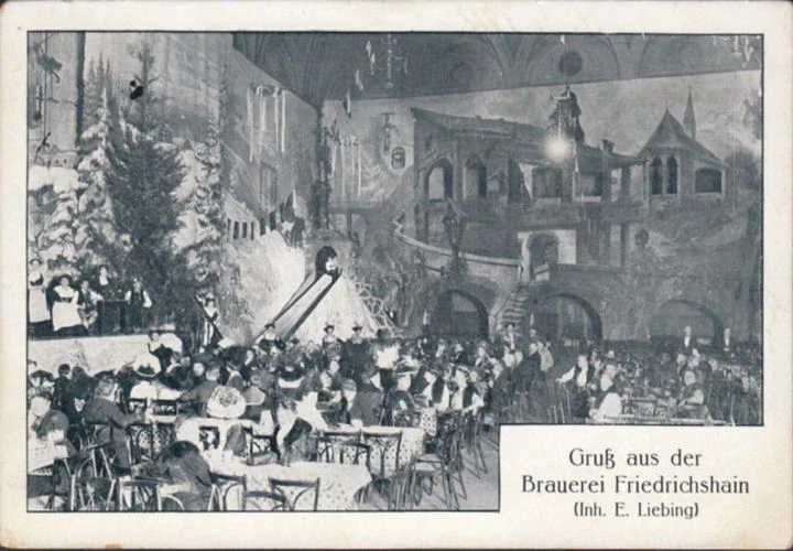 AK Berlin, Gruss aus der Brauerei Friedrichshain, gelaufen 1912