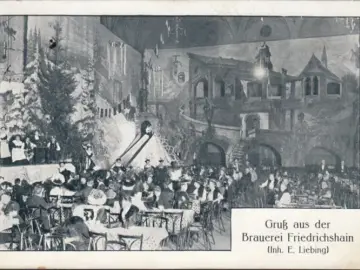 AK Berlin, Gruss aus der Brauerei Friedrichshain, gelaufen 1912