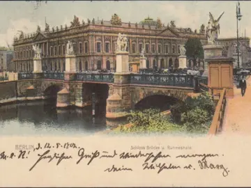 AK Berlin, Schlossbrücke und Ruhmeshalle, gelaufen 1902