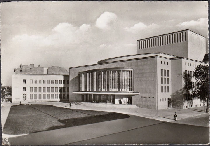 AK Berlin, Schillertheater, gelaufen 1955