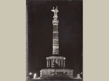 AK Berlin, Siegessäule bei Nacht, gelaufen 1959