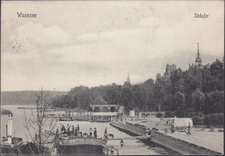 AK Berlin Wannsee, Schiffsanlegestelle, Südufer, gelaufen 1912