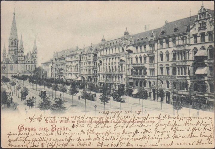 AK Gruss aus Berlin, Kaiser Wilhelm Gedächtniskirche, Tauentzienstraße, gelaufen 1901