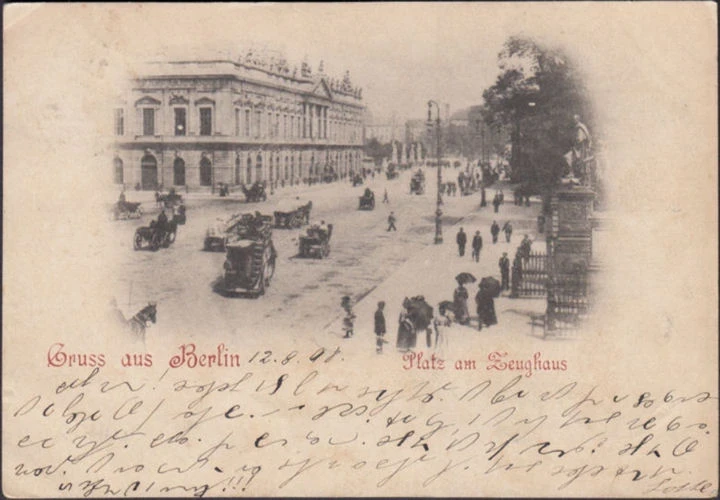 AK Gruss aus Berlin, Platz am Zeughaus, gelaufen 1898