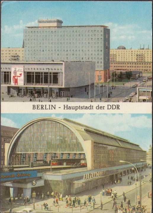 AK Berlin, Bahnhof Alexanderplatz, Hotel Berolina, Kino, gelaufen