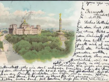 AK Berlin, Siegessäule, Reichstag, gelaufen 1899
