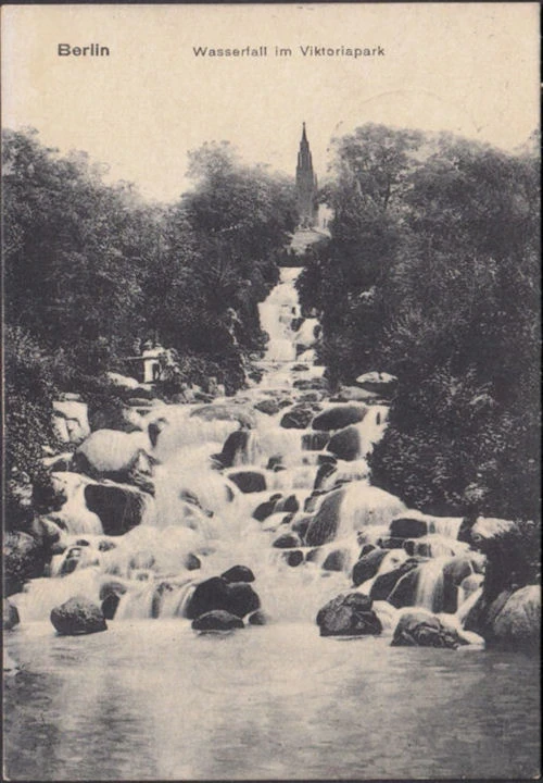 AK Berlin, Victoria Park, Wasserfall, gelaufen 1920
