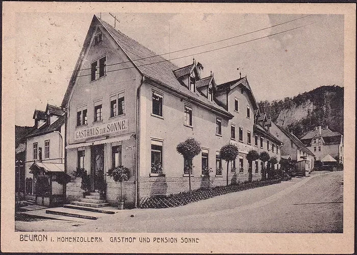 AK Beuron, Gasthof und Pension zur Sonne, gelaufen 1921