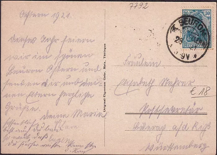 AK Beuron, Gasthof und Pension zur Sonne, gelaufen 1921