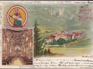 AK Beuron, Stadtansicht mit Kloster, Litho, gelaufen 1905