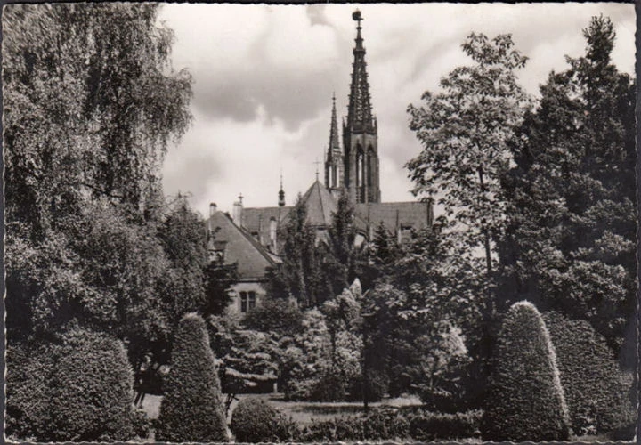 AK Bühl, Blick auf die Kirche, gelaufen 1954
