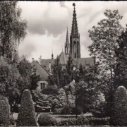 AK Bühl, Blick auf die Kirche, gelaufen 1954