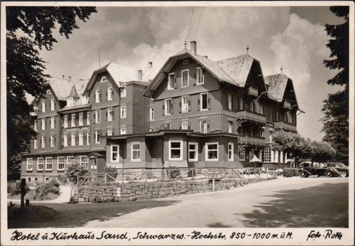 AK Bühl, Hotel und Kurhaus Sand, gelaufen 1955
