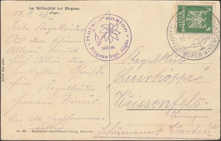 AK Birgsau, Dorfansicht, gelaufen 1926