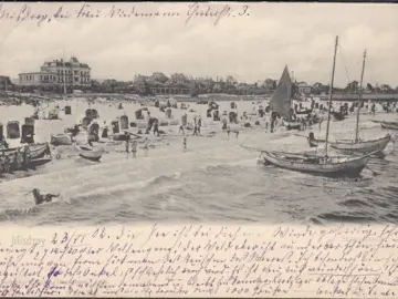 AK Misdroy, Strandpartie, Segelboote, gelaufen 1902