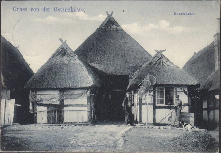 AK Gruss von der Ostseeeküste, Henkenhagen, Rauchkate, gelaufen 1906