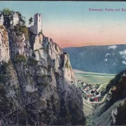 AK Donautal, Partie bei der Ruine Hausen, gelaufen 1915