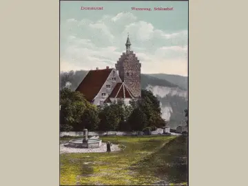AK Donautal, Schloss Werenwag, Schlosshof, gelaufen 1917