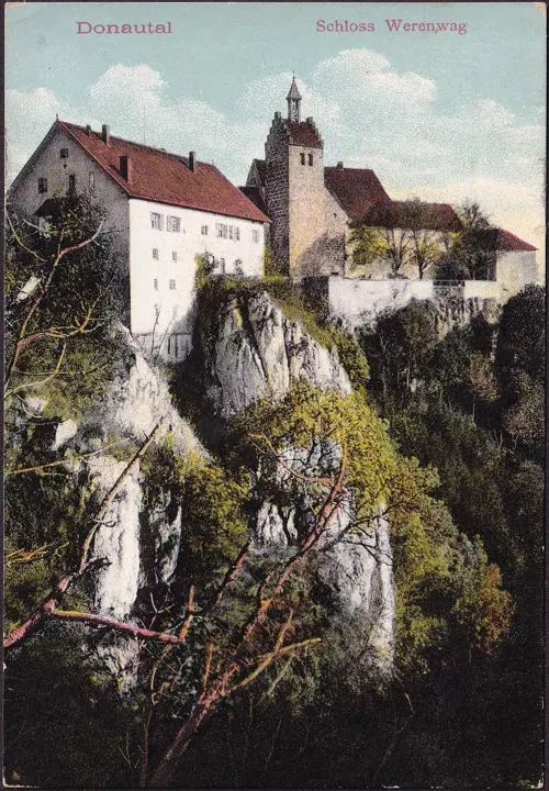 AK Donautal, Schloss Werenwag, gelaufen 1912