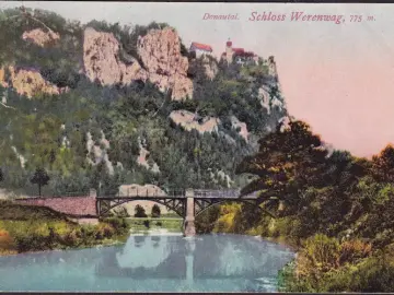 AK Donautal, Schloss Werenwag, gelaufen 1924