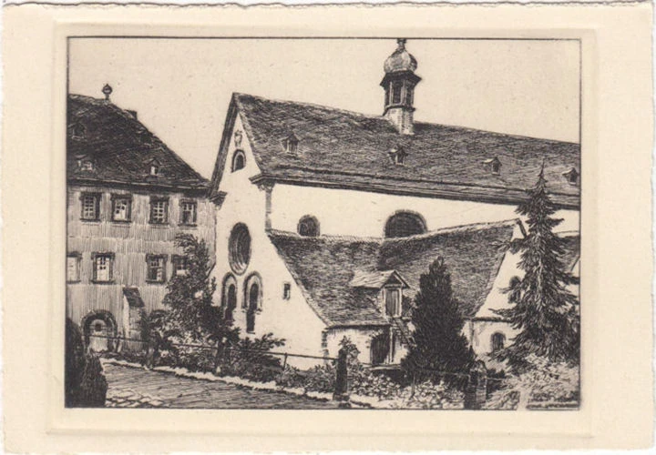 AK Eberbach, Kloster, Klosterkirche und Abtsbau, ungelaufen-datiert 1935
