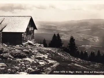 AK Arberschutzhaus, Blick auf Eisenstein, gelaufen 1930