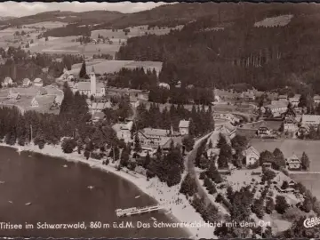 AK Titisee, Schwarzwald Hotel, Fliegeraufnahme, gelaufen 1961