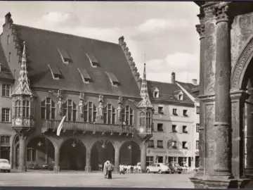 AK Freiburg, Marktplatz, Kaufhaus, gelaufen 1956
