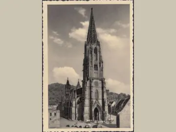 AK Freiburg, Das Münster, gelaufen 1957