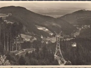 AK Freiburg, Seilschwebebahn mit Gondel, gelaufen 1944
