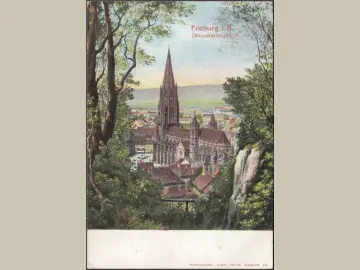 AK Freiburg, Münsterblick, Stadtansicht, gelaufen 1907